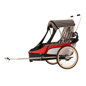 Przyczepka rowerowa 3w1 Wike Premium Double czerwono-szara - najwięcej miejsca dla dziecka - Inna marka
