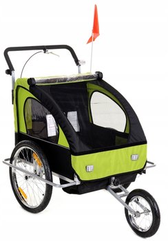 Przyczepka rowerowa dla dzieci AMORTYZOWANA ZIELONA Wózek Jogger - Angel