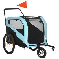 Przyczepka rowerowa dla psa PawHut 2 w 1, wózek dla psa z odblaskami, wózek dla psa (maks. 30 kg), przyczepka rowerowa dla dużego psa, tkanina Oxford, kolor niebieski