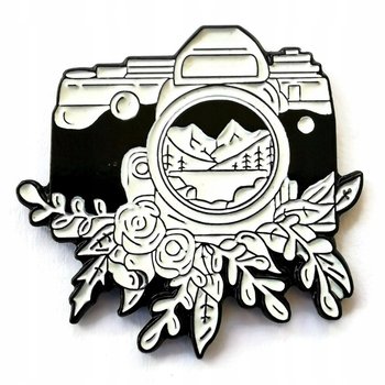 Przypinka Aparat Foto Góry Las Woda Buton Metal Pin 1 - Inna marka