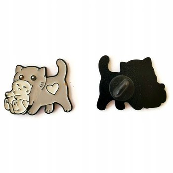 Przypinka Kotek Z Serduszkiem I Małym Kociątkiem Buton Metal Pin 1 - Inna marka
