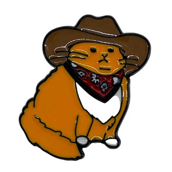 Przypinka Metalowa Metal Pin Kot Kowboj Kapelusz - Inna marka
