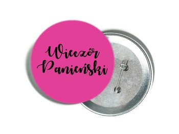 Przypinka Różowa Z Czarnym Napisem Na Wieczór Panieński - Congee.pl