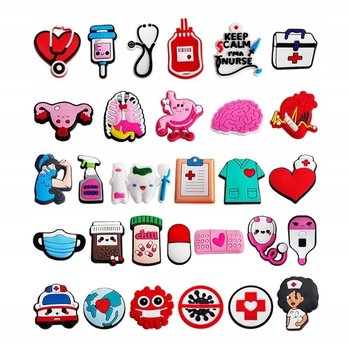 Przypinki Pin Do Butów Crocs Crocsów Zestaw Xl 30 Sztuk Lekarz Pielęgniarka - Inna marka