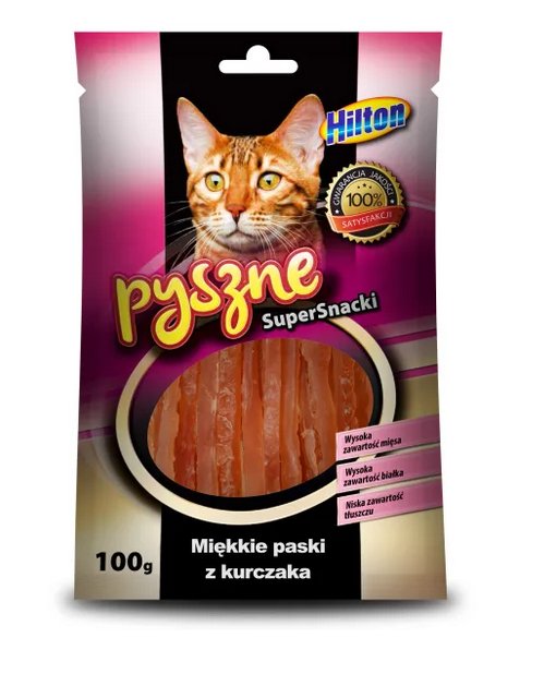 Фото - Корм для кішок HILTON Przysmak dla kota - miękkie paski z kurczaka , 100 g 