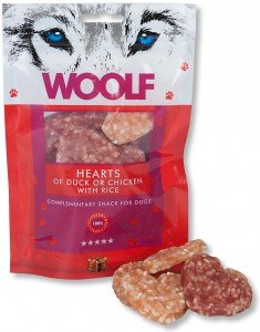 Przysmak dla psa WOOLF Przysmak Hearts of Duck or Chicken with Rice, 100 g - WOOLF