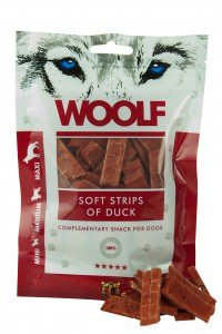 Przysmak dla psa WOOLF Soft Strips of Duck, 100 g - WOOLF