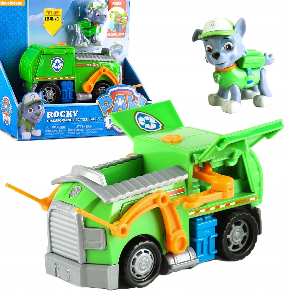 PSI PATROL Rocky transformująca śmieciarka+figurka SPIN MASTER ruchome łapy