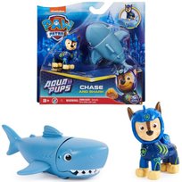 Psi Patrol Zestaw Aqua Pups mała figurka Chase i rekin z ruchomą głową Spin Master
