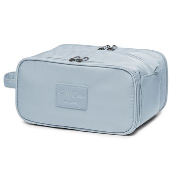 PUCCINI Kosmetyczka Damska Podróżna Trzykomorowa Kuferek Błękitna QML014-7B - PUCCINI