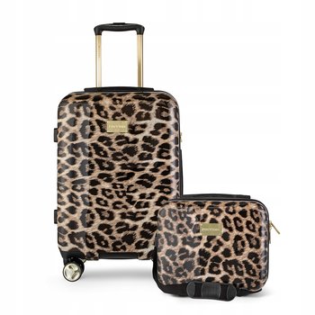 PUCCINI Zestaw Komplet WALIZEK Podróżnych 2w1 Kabinowa+Kuferek ABS Panterka - PUCCINI