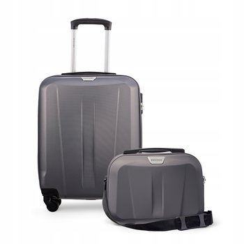 PUCCINI Zestaw Komplet WALIZEK Podróżnych 2w1 Kabinowa + Kuferek ABS Szare - PUCCINI