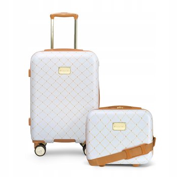 PUCCINI Zestaw Komplet WALIZEK Podróżnych Kabinowa + Kuferek ABS Twarde 2w1 - PUCCINI