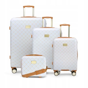 PUCCINI Zestaw Komplet WALIZEK Podróżnych Twarde Białe ABS Na Kółkach 4w1 - PUCCINI