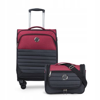PUCCINI Zestaw WALIZEK Podróżnych Kabinowa + Kuferek Miękkie Na Kółkach 2w1 - PUCCINI