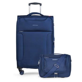 PUCCINI Zestaw WALIZEK Podróżnych Materiałowe Średnia + Kuferek Miękkie 2w1 - PUCCINI