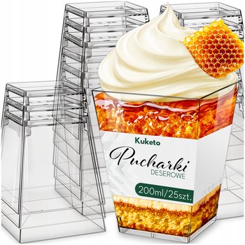 PUCHARKI DO DESERÓW LODÓW 200ml POJEMNIK NA PRZEKĄSKI KWADRATOWE ZESTAW 25x - Kuketo