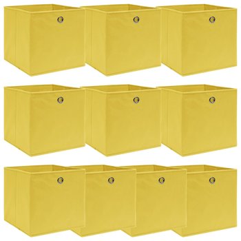 Pudełka, 10 szt., żółte, 32x32x32 cm, tkanina - vidaXL