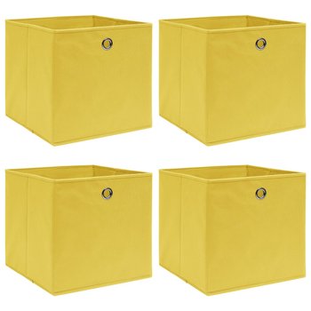 Pudełka, 4 szt., żółte, 32x32x32 cm, tkanina - vidaXL