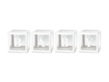 Pudełka na balony BABY, 30x30 cm, biały (1 op. / 4 szt.) - Inna marka