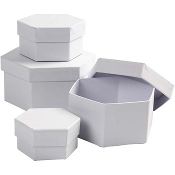 Pudełka sześciokątne, białe, 4 sztuki - Creativ