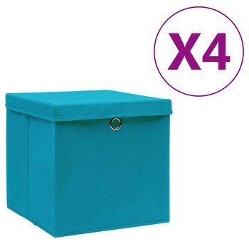 Pudełka z pokrywami, 4 szt., 28x28x28 cm, błękitne - vidaXL