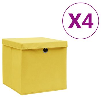 Pudełka z pokrywami, 4 szt., 28x28x28 cm, żółte - vidaXL