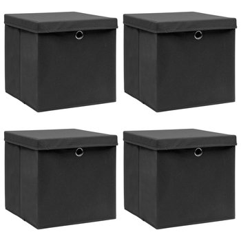 Pudełka z pokrywami VIDAXL, czarne, 32x32x32 cm, 4 szt. - vidaXL
