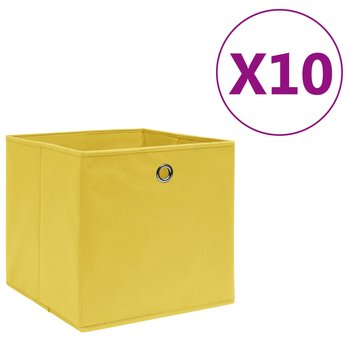 Pudełka z włókniny, 10 szt., 28x28x28 cm, żółte - vidaXL
