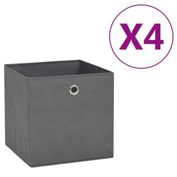 Pudełka z włókniny, 4 szt. 28x28x28 cm, szare - vidaXL