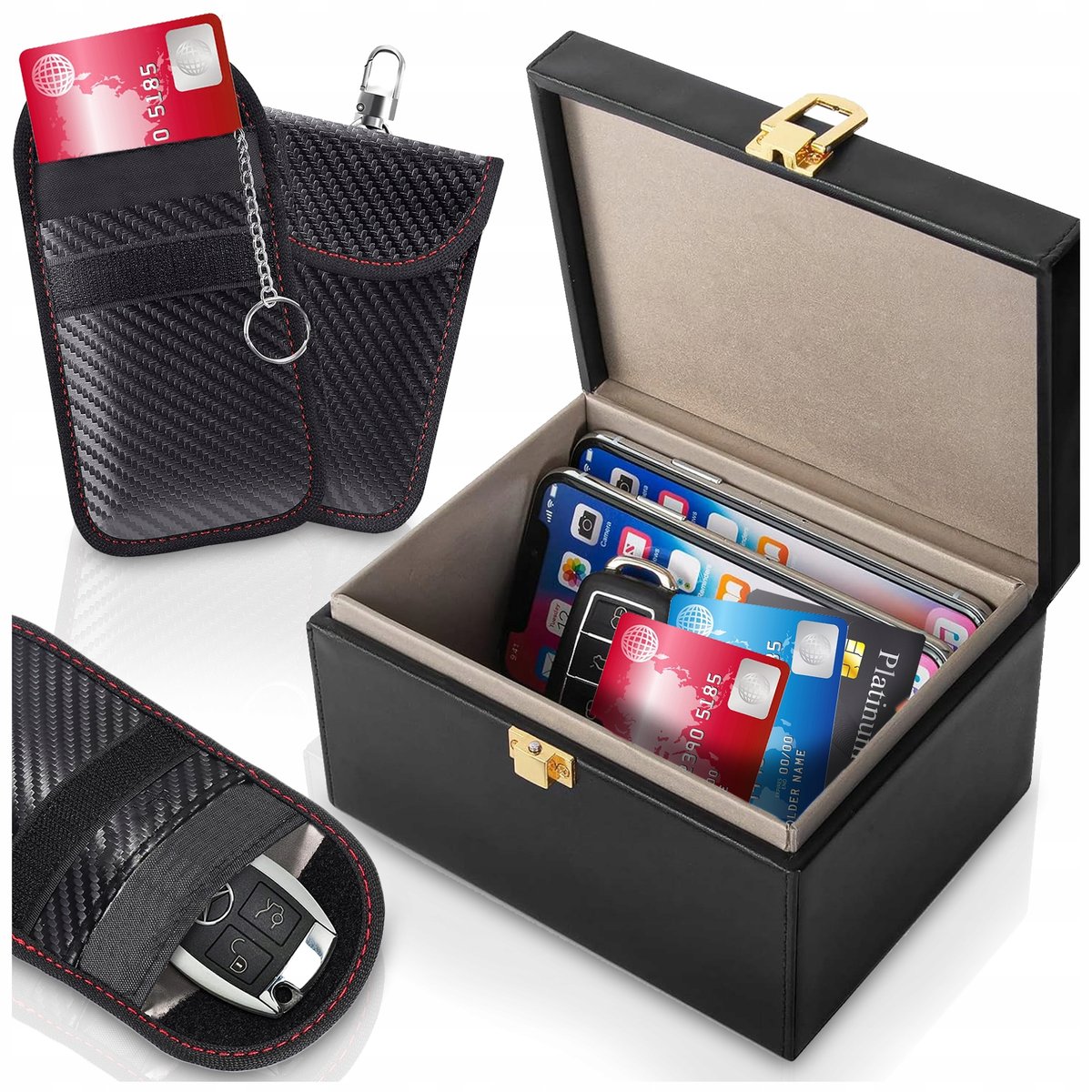 PUDEŁKO BLOKUJĄCE SYGNAŁ BOX KLATKA FARADAYA RFID KEYLESS 2 ETUI NA ...
