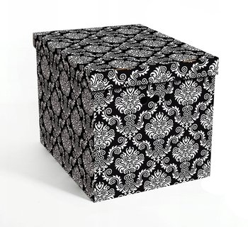Pudełko kartonowe ozdobne dekoracyjne organizer na ubrania Floresy czarne XL - Inny producent