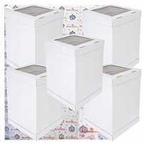 Pudełko na ciasto 5 sztuk karton na tort z okienkiem wesele biały 30x30x45