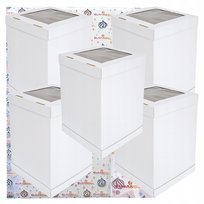 Pudełko na ciasto 5 sztuk karton na tort z okienkiem wesele biały 34x34x45