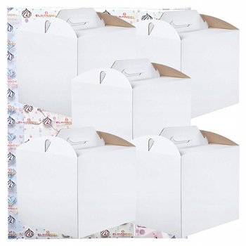 Pudełko na ciasto 5 sztuk karton na tort z rączką chrzest wesele 32x32x25 - Elhandel