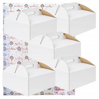 Pudełko na ciasto 5 sztuk karton na tort z rączką chrzest wesele 34x34x12