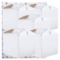 Pudełko na ciasto 5 sztuk karton na tort z rączką wesele biały 30x30x30
