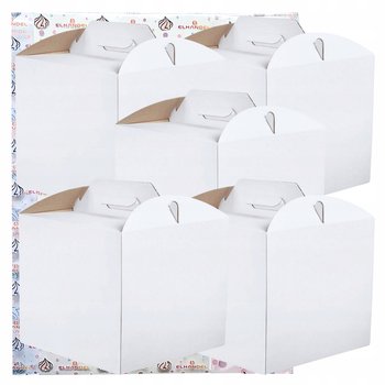 Pudełko na ciasto 5 sztuk karton na tort z rączką wesele biały 30x30x30 - Elhandel