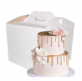 Pudełko na ciasto chrzest wesele karton na tort opakowanie 28x28x25 SOLIDNY - Elhandel