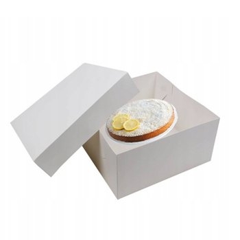 Pudełko na ciasto chrzest wesele karton na tort opakowanie 32x32x14cm biały - Elhandel
