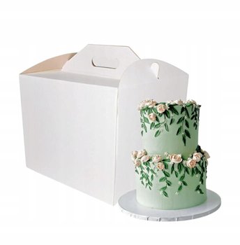 Pudełko na ciasto chrzest wesele karton na tort opakowanie 32x32x28 BIAŁY - Elhandel