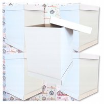 Pudełko na ciasto opakowanie karton 5 sztuk na tort piętrowy biały 34x34x45