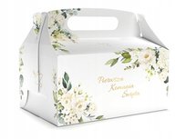 PUDEŁKO na ciasto z napisem Pierwsza Komunia Święta z kwiatami 5 szt