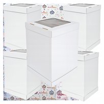 Pudełko na ciasto z okienkiem 5 sztuk karton na tort wesele biały 40x40x50