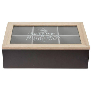 Pudełko na herbatę, drewniane, 24 x  17 x 7 cm, czarne - Home Styling Collection