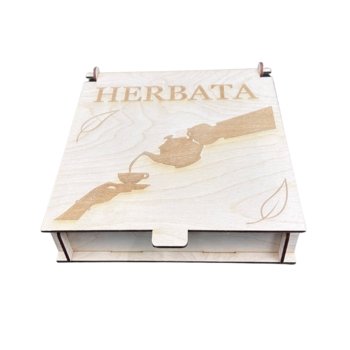 Pudełko na Herbatę Drewniane ze Sklejki Box Zamykane z Podziałem - Kolorowe Motki