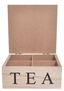 Pudełko na herbatę w szare wzory, 4 przegródki, małe, beżowe, 16x16x7 cm - Ewax