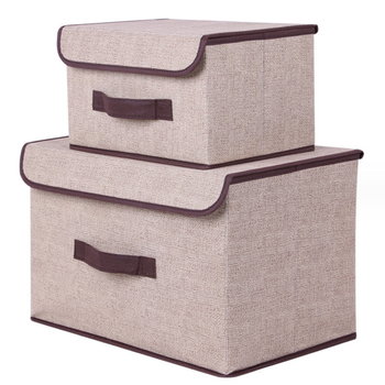 Pudełko pojemnik pojemny do przechowywania rzep komplet 2 sztuk jasny brąz - Okazeo