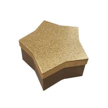 Pudełko prezentowe, gwiazda, złoty brokat, rozmiar M - Empik