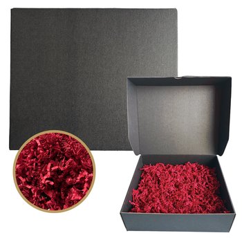 Pudełko Prezentowe Ozdobne Czarne 280x240x90 na Prezent Wypełniacz Zestaw